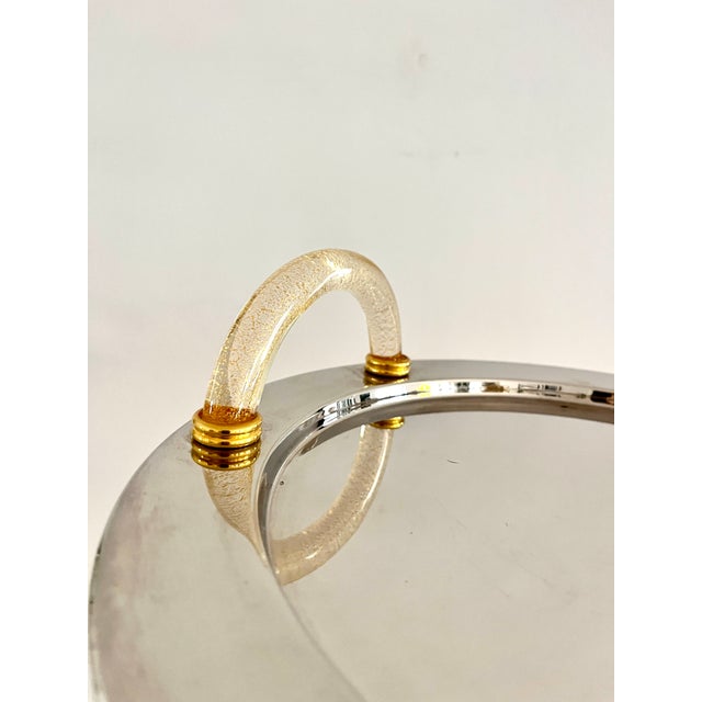 1980s Vintage Italian Palladium-Plated Serving Tray with Murano Glass Handles, 1980s For Sale - Image 5 of 9