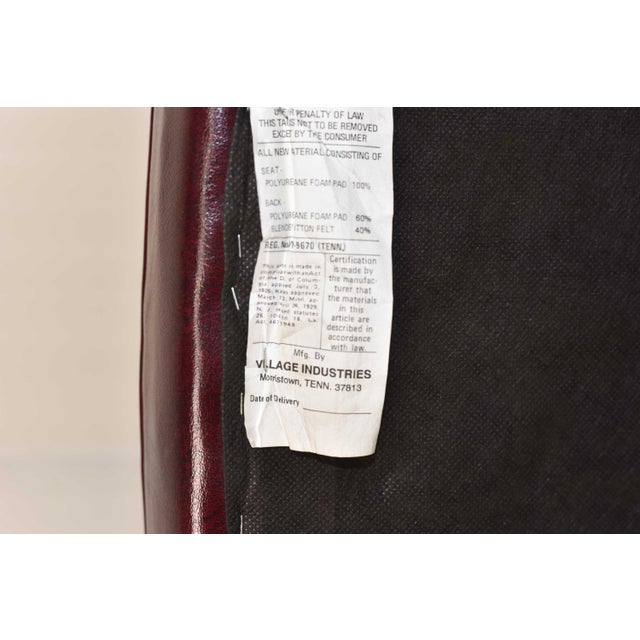 Vintage Oxblood Leather Armchair Chair With Brass Nailheads by Village Industries Tennessee - a Pair For Sale - Image 12 of 12