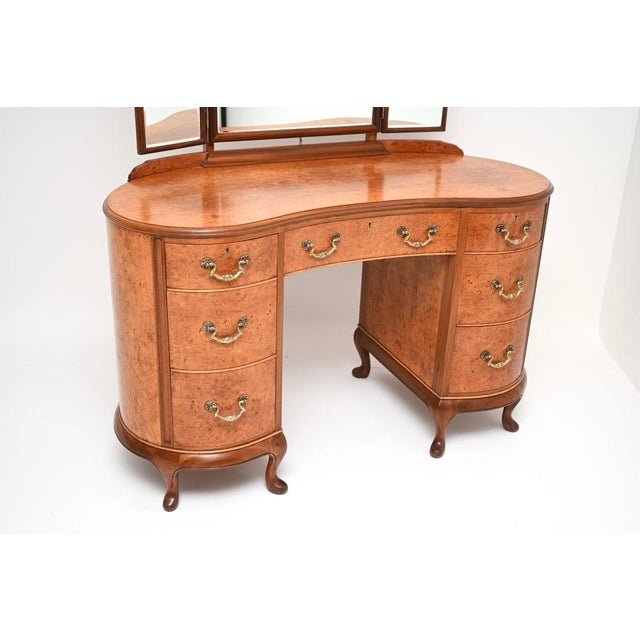 Wood Queen Anne Burr Walnut Dressing Table, 1930s For Sale - Image 7 of 11