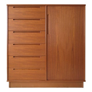 Mid 20th Century Danish Teak Gentleman’s Chest / Armoire by Nils Jonsson for Torring, Attributed For Sale