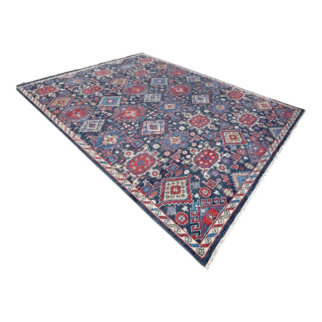 2010s Black, Soft and Vibrant Pile, Karajeh Heriz Geometric Design, Supple Collection, Plush and Lush, 100% Wool Hand Knotted, Oversize Oriental Rug For Sale