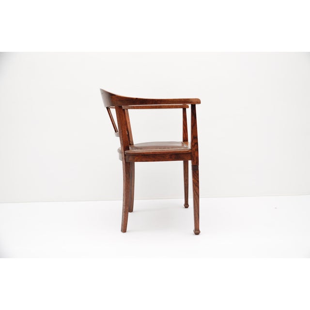 Wood Vintage German Art Deco Armchairs in Wood and Leather, 1930s, Set of 2 For Sale - Image 7 of 17