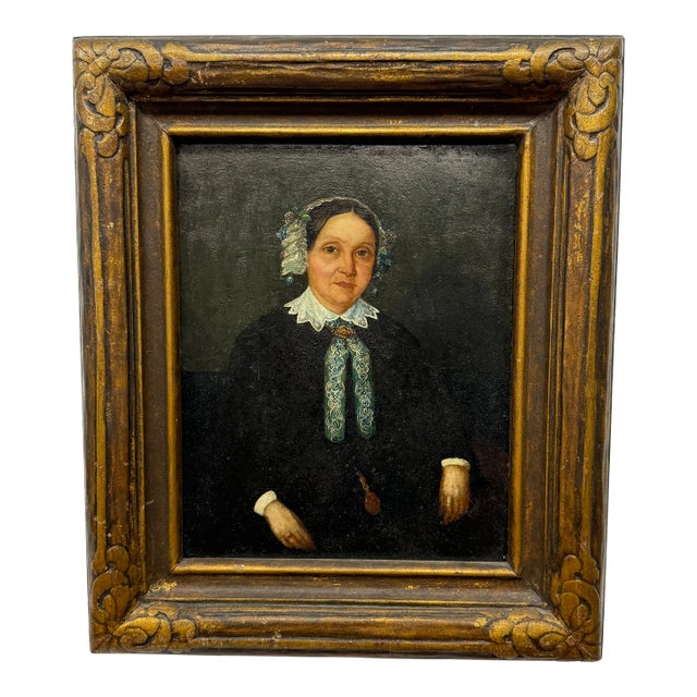 19th Century French Portrait of Matron Oil Painting For Sale