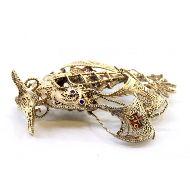 Small Caravel in Gilded Silver Filigree For Sale - Image 3 of 9