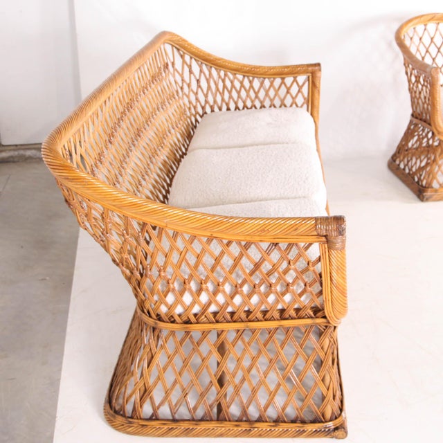 Wicker Rattan Lounge Set, 1970s, Set of 3 For Sale - Image 14 of 18