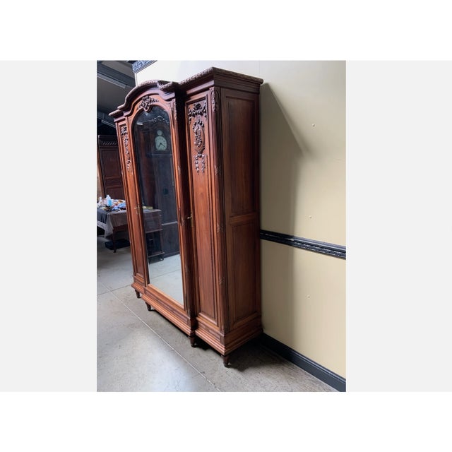 Wood Antique Wardrobe with Linen Compartments, 1910 For Sale - Image 7 of 11