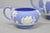 Neoclassical Antique Wedgwood Blue Jasperware Tea Set W/ Tea Pot Creamer Sugar Bowl 3 Pc Set For Sale - Image 3 of 15