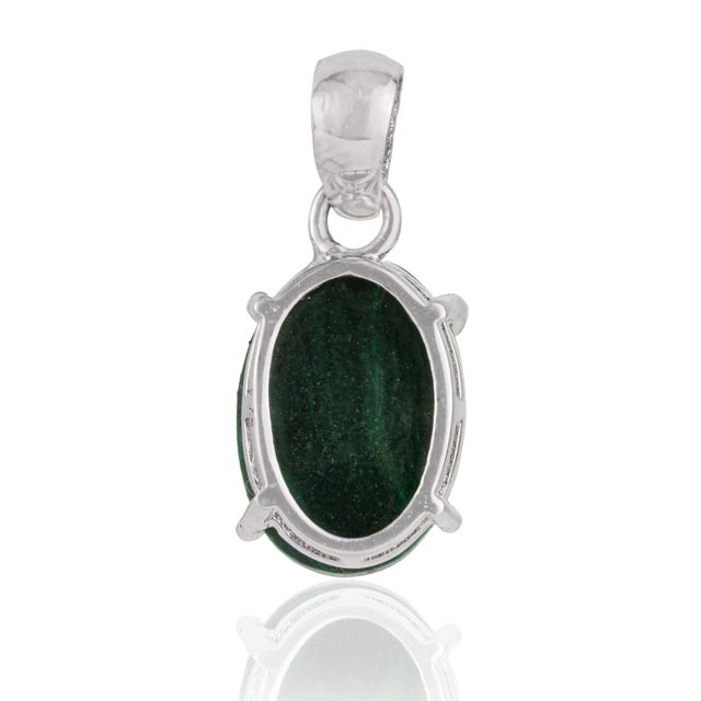 Metal Modernist 10.74 Ct Malachite Cabochon Solitaire Pendant in 925 Sterling Silver For Sale - Image 7 of 12