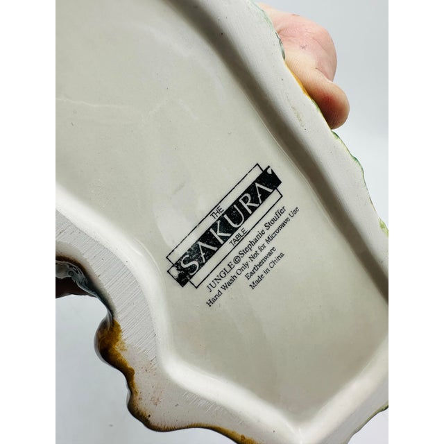 Boho Chic Tiger Ceramic Covered Serving Dish For Sale - Image 3 of 7