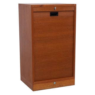 Vintage Danish Teak Cabinet with Tambour Front, 1960s For Sale