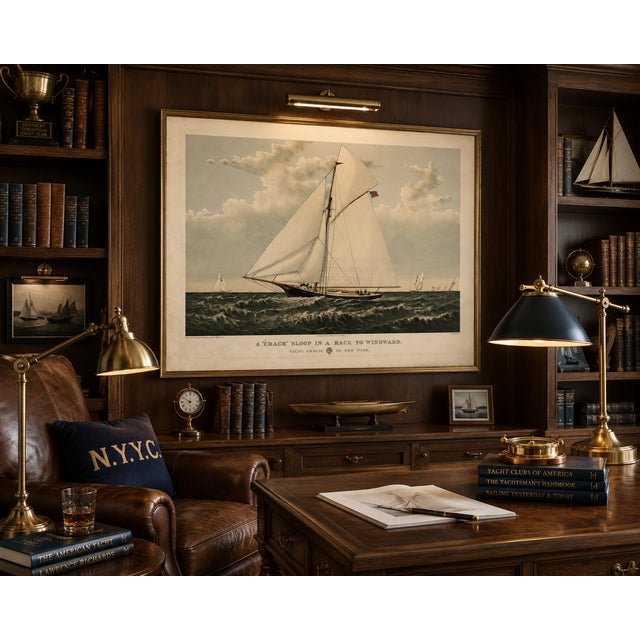 Black Yacht Gracie of New York, Vintage Art Print Reproduction, 24" X 16" For Sale - Image 8 of 10