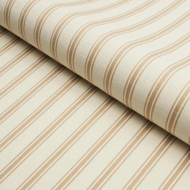 Traditional Sample - Schumacher Marquet Ticking Stripe Fabric in Sand For Sale - Image 3 of 4