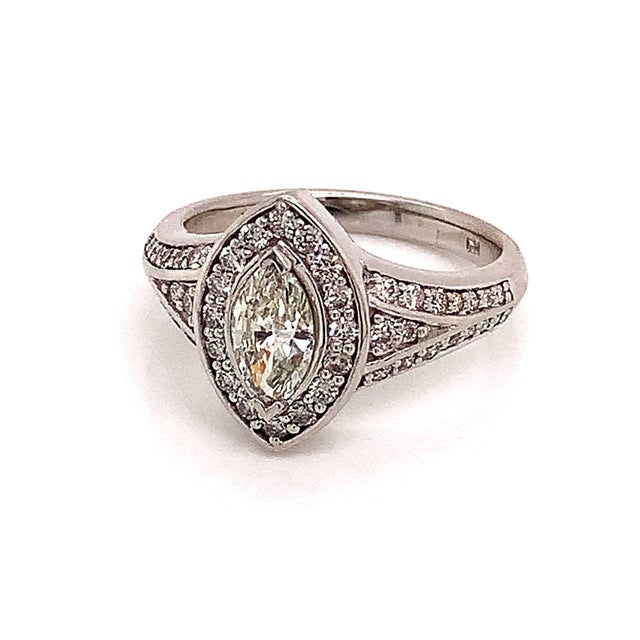 Diamond Ring 14k White Gold 0.45 TCW 4.88g Certified, Size 6.5 For Sale In New York - Image 6 of 13