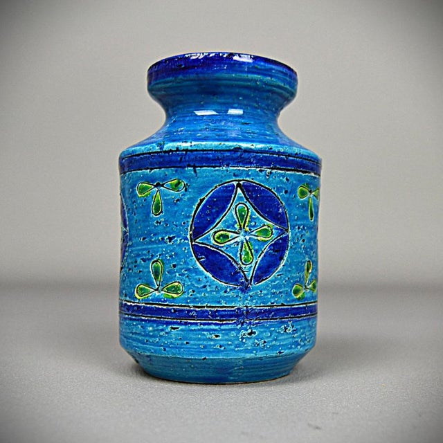 Ceramic Vase in Blue Rimini Liberty by Aldo Londi for Bitossi, 1957s For Sale - Image 10 of 12