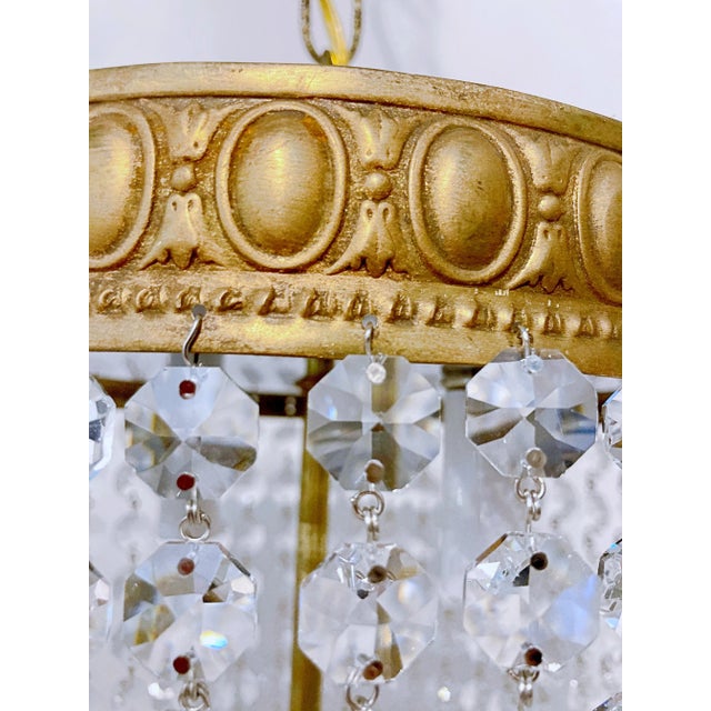 1950s Italian Brass Basket Chandelier For Sale - Image 4 of 10