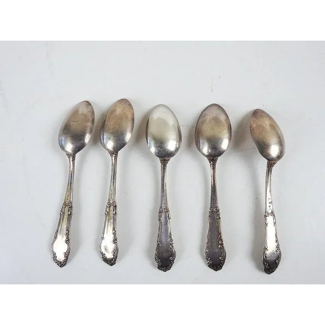 Art Nouveau Antique Silverplate Demitasse Spoons - Set of 5 For Sale - Image 3 of 5