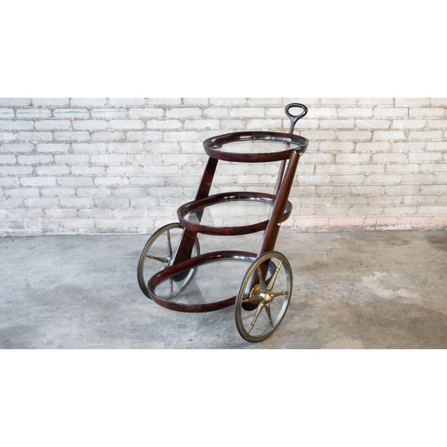 Brown Vintage Serving Trolley by Aldo Tura, C. 1980s For Sale - Image 8 of 18