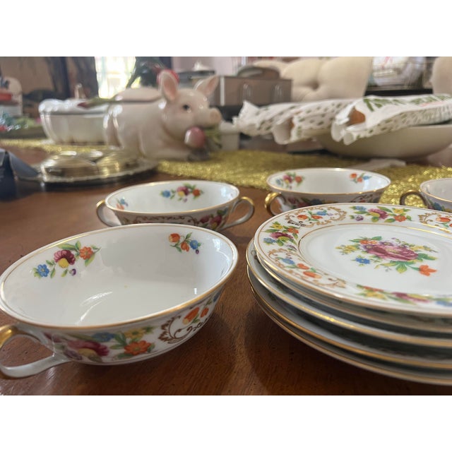White 1970s Noritake Dresdena Floral Plates and Bowls- Set of 10 For Sale - Image 8 of 10
