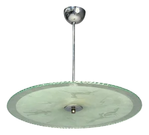 Swedish Modern, Raw Glass, Metal, Pendant Light, Sweden, 1940s, Unwired
