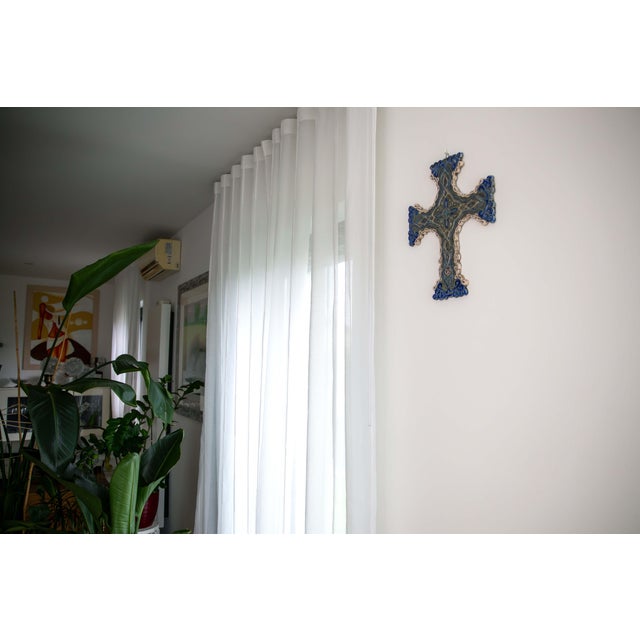 Raku Ceramic Wall Sculpture Intertwining Flowers and Geometries by Stefania Zoppellaro For Sale - Image 12 of 13
