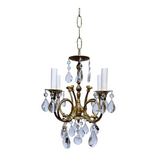 Vintage Spanish Bronze Chandelier For Sale