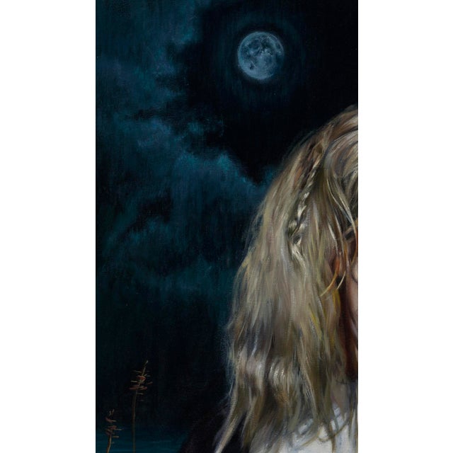 Early 21st Century It Took The Night to Believe by Daire Lynch | Oil Painting of a woman playing a mandolin at night For Sale - Image 5 of 5