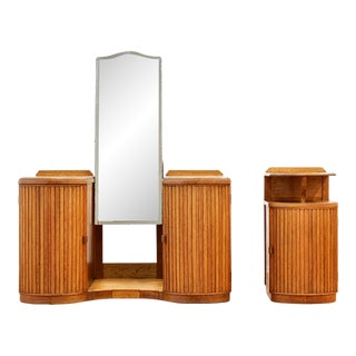 1930s British Made Art Deco Vanity & Nightstand Set For Sale