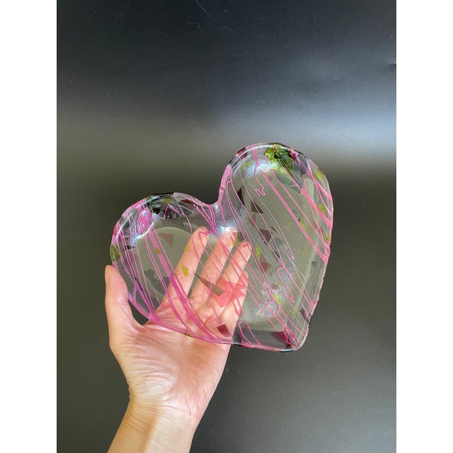 2000 - 2009 Artisan Glass Tray in the Shape of Heart by Joy Mc For Sale - Image 5 of 9