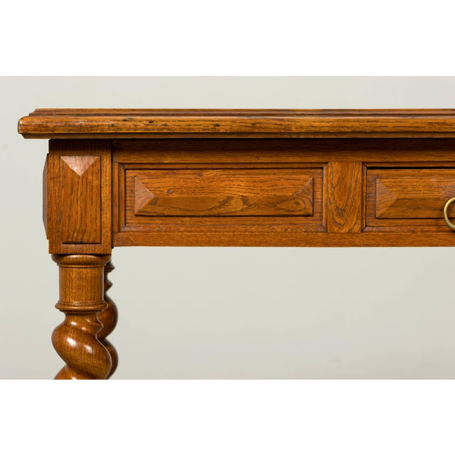 Late 19th Century French Louis XIII Oak Writing Desk With Barley Twist Legs For Sale In New York - Image 6 of 18