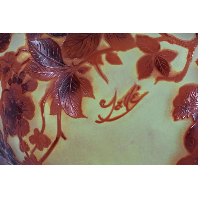 Burgundy Large French Art Deco Pendant Light by Galle - 1925 Cameo Gallé Chandelier France For Sale - Image 8 of 10