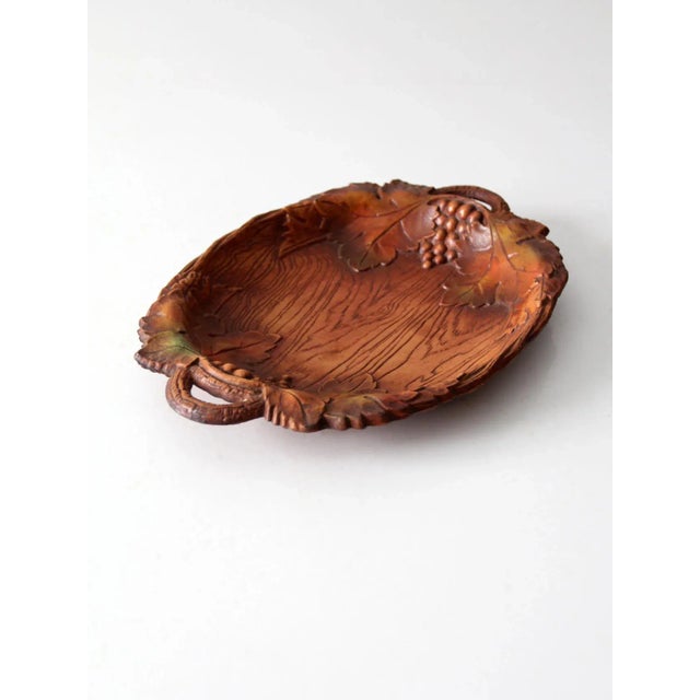 Vintage Decorative Cast Wood Leaf Bowl For Sale - Image 4 of 10