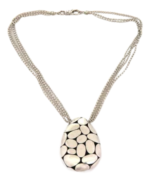 John Hardy Sterling Silver Large Pebble Pendant Multi Bead Chain Necklace