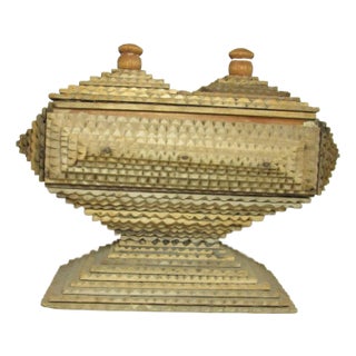 Antique Tramp Art Box For Sale
