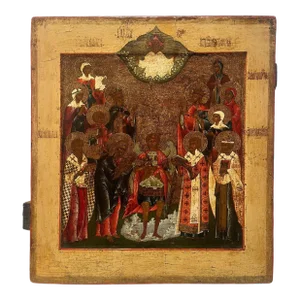 Large Early 18th Century Icon of Veneration of St. Michael