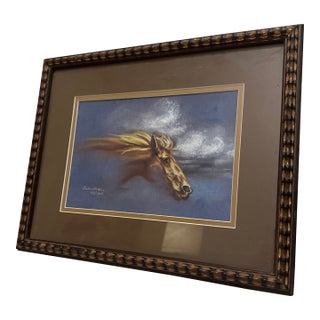 1980s Framed Pastel Lithograph of Horse For Sale