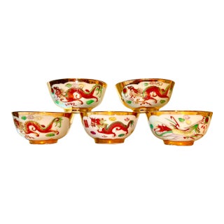 Chinese Dragon and Phoenix Rice Bowls - Set of 5 For Sale