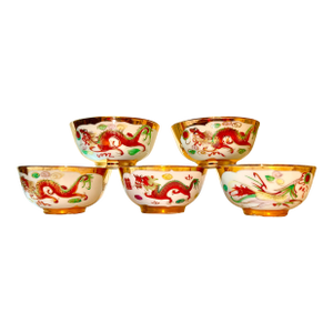 Chinese Dragon and Phoenix Rice Bowls - Set of 5