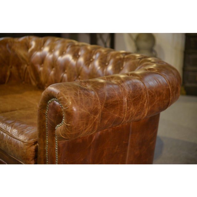 2000 - 2009 Leather Chesterfield 2-Seater Sofa, 2000s For Sale - Image 5 of 11