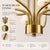 Mid 20th Century Aloadecor French Modern Warm Brass Curved Staggered Chandelier With White Fabric Shades For Sale - Image 5 of 8