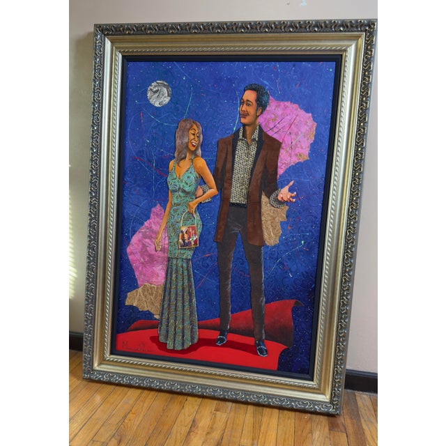 Contemporary Contemporary Glynn Marcus “Nite the Carpet Was Red” 56th Grammy Awards Series Mixed Media Painting on Board Signed For Sale - Image 3 of 15