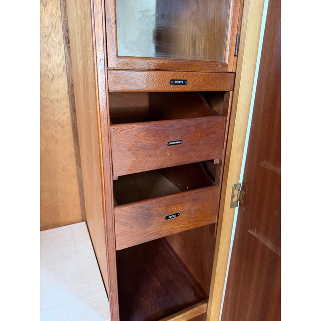 Wood Vintage Art Deco 1940's Burl-Wood Armoire For Sale - Image 7 of 18