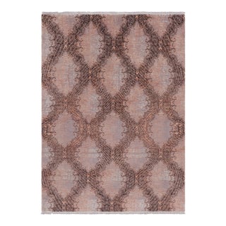 Rug & Kilim’s Modern Classics Rug, Mauve Medallions in Pink Trellises “Vagireh” For Sale
