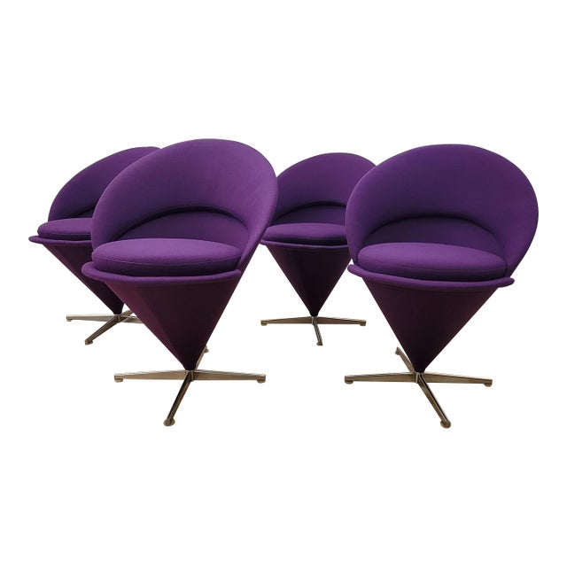 4 Vintage Cone Chairs by Verner Panton From Plus-Linje Denmark 1958 Restored For Sale
