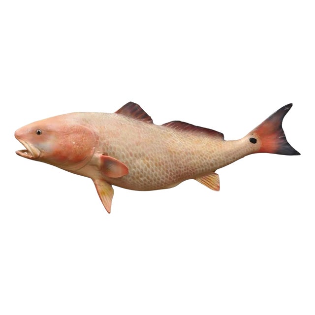 Vintage Large Red Drum Full Wall Mount Taxidermy Redfish Fish Replica For Sale