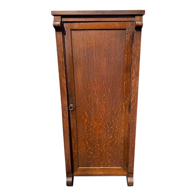 Antique Victorian Oak Wardrobe Cabinet For Sale