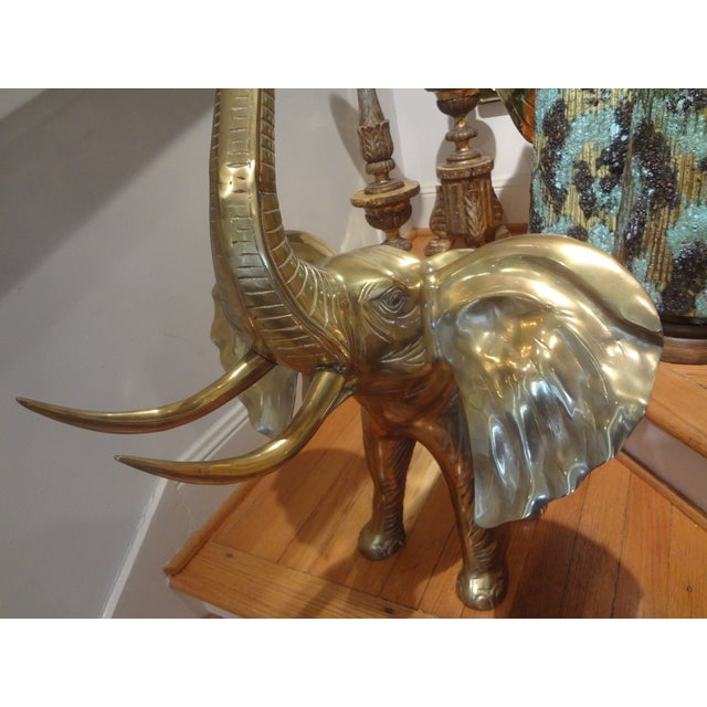 Large Brass Elephant Statue Chairish
