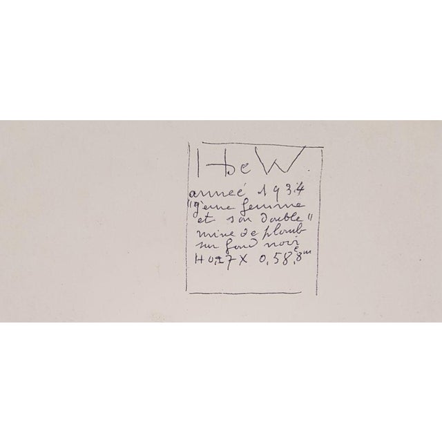 Early 20th Century Young Woman and Her Double Drawing by Henry de Waroquier, 1934 For Sale - Image 5 of 8