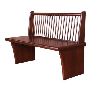 George Nakashima Style Mid-Century Modern Spindle Back Bench, Newly Refinished For Sale