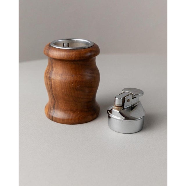 Brown Vintage Curved Wooden Table Lighter, Italy, 1960s For Sale - Image 8 of 13