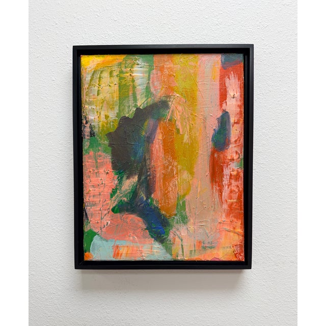 Original abstract painting on canvas by Austin, TX artist Anna Richards. This expressive piece features a warm,...